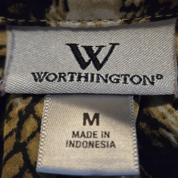 Worthington Snake Print Halter-type Top Beaded High Gathered Neckline Women's M - Picture 10 of 11